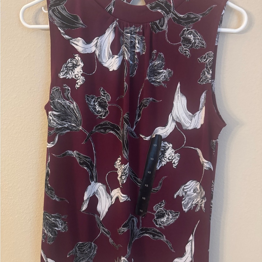 Banana Republic Burgundy and White Floral Top